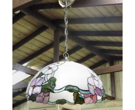 A Tiffany style leaded glass hanging light shade, 44cm diameter