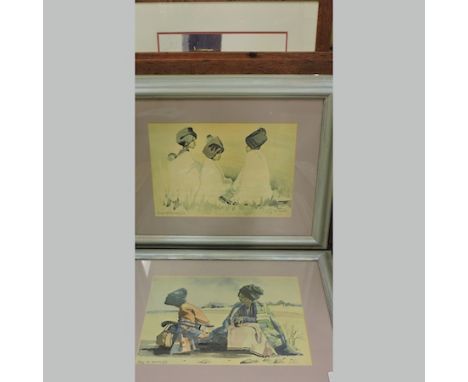 Eichart Krog, 20th century, Zimbabwe, signed watercolour, 27 x 39cm, together with another by the same hand, Tobacco Planters