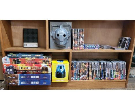 A quantity of Dr Who DVDs including 'Resurrection of the Daleks' in a black embossed box set, and games including Battle of t