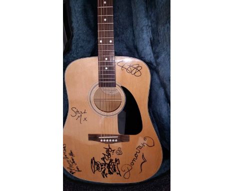 GUITAR SIGNED BY MUSIC LEGENDS
Generously donated by STVGuitar signed by:Donovan - 60's Legend Slash - Guns and RosesStuart M