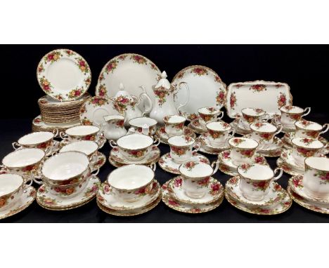 Royal Albert ‘Old Country roses’ tea service for twelve including; tea pot, coffee pot,sugar bowl, milk jug, twelve tea cups 