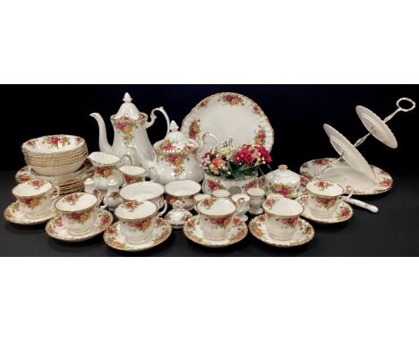 Royal Albert ‘Old Country Roses’ tea service for six including; coffee pot, tea pot, sugar bowl, milk jug, six tea cups and s