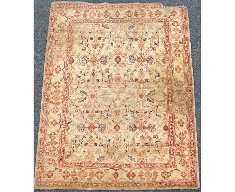 An Afghan type silk and wool mix rug / carpet, 213cm x 148cm. 