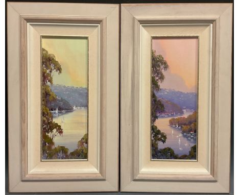 Howard B. Ireland (Australian bn. 1939), a pair, ‘Morning Magic, Middle Harbour’, and ‘Twilight Gold, Middle Harbour’, signed