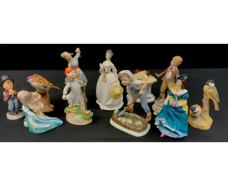 Royal Worcester ‘Augus’ 12cm high, ‘Thursdays Child has far to go’ 16cm high, ‘Saturdays child works hard for a living’, 17cm