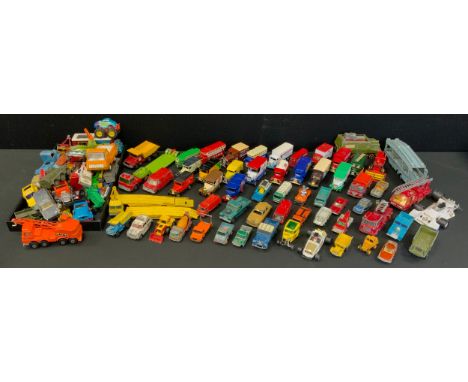 Diecast Vehicles - Dinky toys, Corgi, Matchbox Lesney etc Cars, Vans, UFO interceptor, Racing cars etc, mostly playworn, many