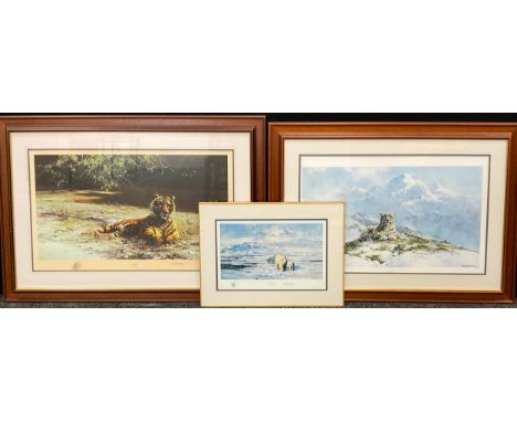 David Shepherd OBE (1931 - 2017), by and after, Snow Leopard, limited edition print, 69/950, 40cm x 69.5cm; others, Indian Si