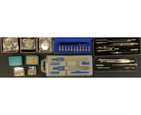 A Pelikan Graphos calligraphy set with eleven nibs, fitted case, other loose nibd, Anker Precision drawing tools etc;  three 