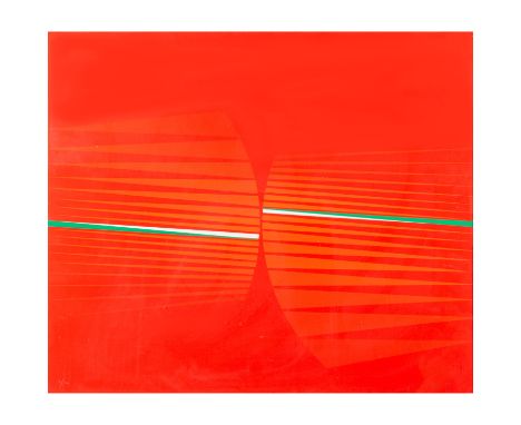 QUINTE, LOTHAR (1923-2000) "Lamellenkomposition Grun-Weiß auf Rot" 1968, Farbserigraphie, sig. und dat., Ed. 7/20, Verso: "Pa