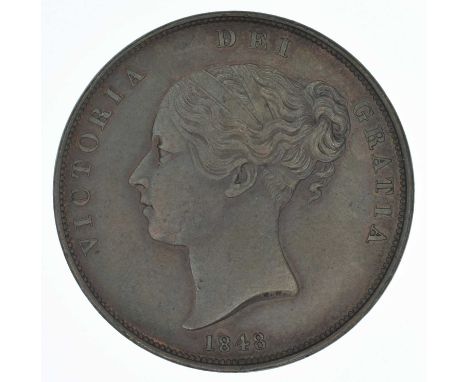 Queen Victoria, Penny, 1848, Young head l. date below R. Britannia seated r. copper, S.3948, gEF.