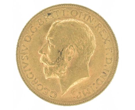 King George V, Sovereign, 1912, Bare head l. R. St. George and dragon, London Mint, edge milled, gold, weight 8.0g, S.3996, V