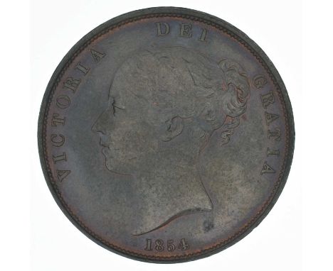 Queen Victoria, Penny, 1854, Young head l. date below R. Britannia seated r. copper, S.3948, gVF.