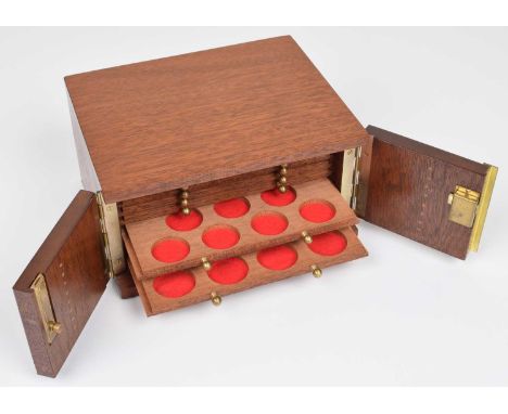 Peter Nichols Annulet Classic mahogany coin cabinet, constructed to house the smaller tray format and is fitted with 8 trays,