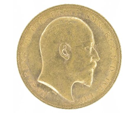 King Edward VII, Sovereign, 1904, Bare head r. R. St. George and dragon, London Mint, edge milled, gold, weight 8.0g, S.3969,