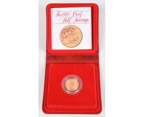 1980 Royal Mint, Proof Half-Sovereign, weight 3.99g, diameter 19.30mm, struck in 22 carat gold, with obverse portrait by Arno