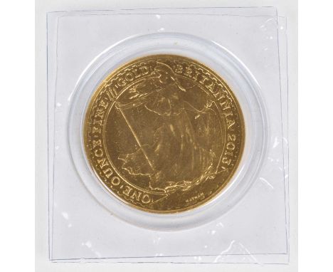 Queen Elizabeth II, 2013 Gold 1oz Britannia, 100 Pounds, struck in .9999 gold, with obverse portrait by Ian Rank-Broadley, R.