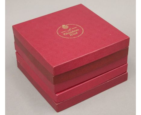Five boxed Worcester commemorative plates with certificates.