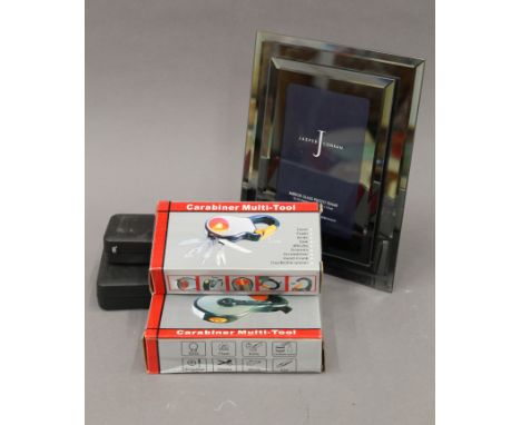 A quantity, including multi tools, magic lites, a Paypal mobile card device and Jasper Conran mirror photograph frames.