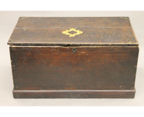 A 19th century pine and oak trunk. 90 cm wide.
