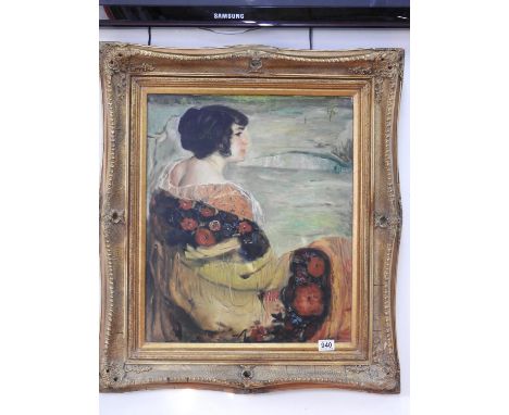 Gilt Framed Oil on Canvas - Portrait of a Lady 