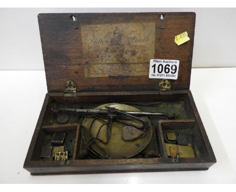 Vintage Wood Cased Jewellers Scales 
