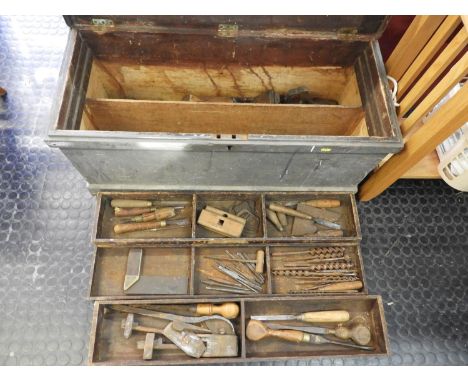 Large Wooden Trunk and Contents - Tools 