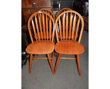4x Pine Stick Back Chairs 