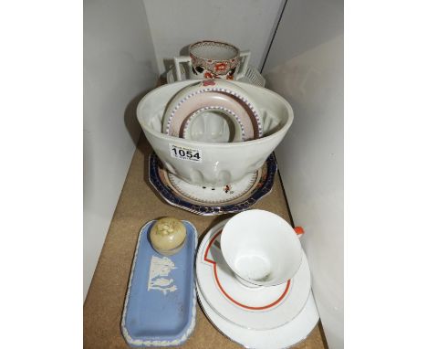 Collectable China - To include Art Deco Style Teacup, Wedgwood Jasperware and Vintage Jelly Mould 