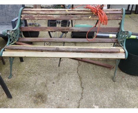 Slatted Wooden Garden Bench with Metal Ends 