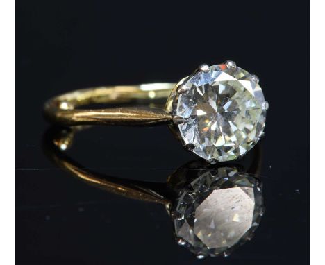 A single stone diamond ring, with a brilliant cut diamond, estimated as approximately 2.40ct, eight claw set to a white rex c