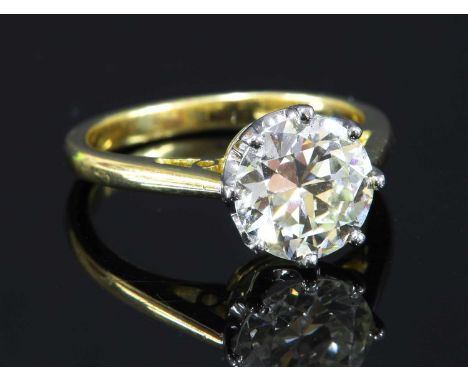 An 18ct gold single stone diamond ring, with a transitional brilliant cut diamond, estimated as approximately 2.50ct, eight c