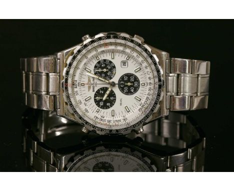 A gentlemen's stainless steel Breitling Jupiter Pilot Navitimer Chronograph quartz bracelet watch, model no. A59028, with a 4