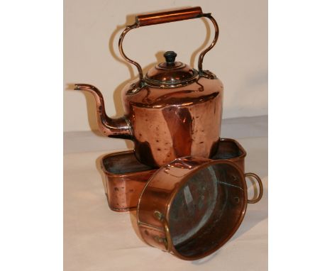 COPPER TEA POT, TWO FISH KETTLES. TEAPOT HEIGHT30CMxW30CMx21CM