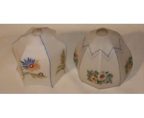 TWO TRANSFER PRINTED OPAQUE LAMP SHADES