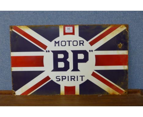 A reproduction BP Motor Spirit enamelled sign