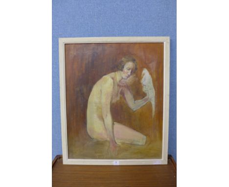 Portrait of a female nude, oil on canvas, framed