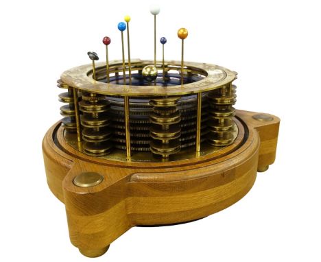 An Almagest table top astronomical planetarium clock, marked Almagest Batch 001/006, missing control box