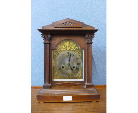 A 19th Century German oak mantel clock 