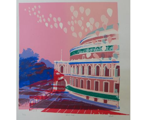 A signed Pamela Guille limited edition screen print, Albert Hall, no. 3/50, 53 x 42cms, unframed 