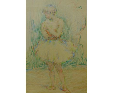 Attributed to Lucien Boulier (French 1882-1963), portrait of a ballet dancer, pastel, unsigned, 26 x 18cms, framed 