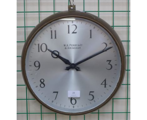A mechanical circular wall clock, the dial signed W.A. Perry &amp; Co., Birmingham 