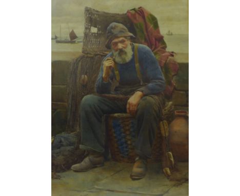 Ralph Todd (Newlyn School 1856-1932), portrait of an old fisherman, watercolour, 48 x 33cms, framed 