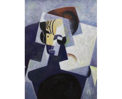 After Juan Gris (1887–1927), oil on board, Portrait, 39 x 29cm