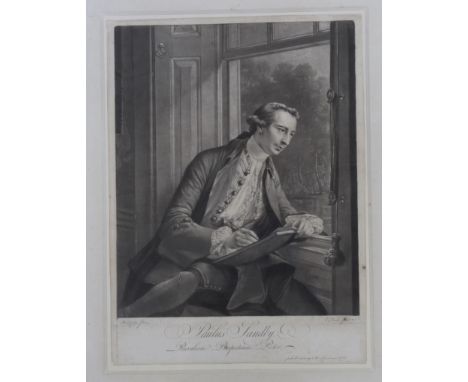 After Francis Cotes (1726–1770), mezzotint, Portrait of Paul Sandby, publ. 1763, 41 x 29cm