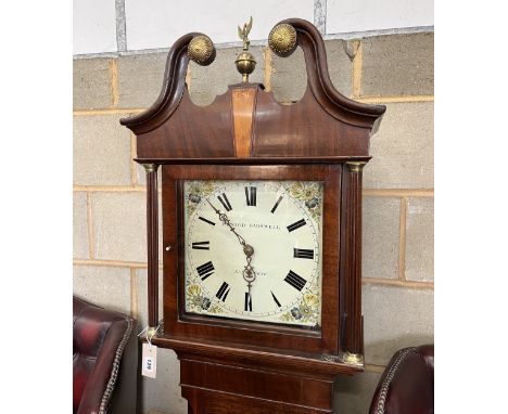 An early 19th century inlaid oak thirty hour longcase clock, the painted dial marked Edward Dadswell, Eastbourne, height 220c