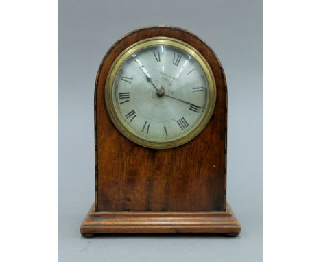 A Mappin and Webb mahogany cased mantle clock. 19 cm high.