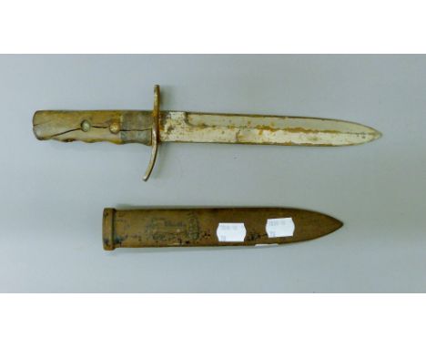 An Italian Fascist (Blackshirts) knife in scabbard. 33 cm long.