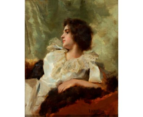 FRANCESC MASRIERA MANOVENS (Barcelona, 1842 - 1902)."Lady", 1900.Oil on panel.Signed and dated in the lower right corner.Size