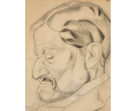 DANIEL VÁQUEZ DÍAZ (Nerva, Huelva, 1882 - Madrid, 1969)."Profile Portrait, 1923.Pencil on paper.Signed and dated in the lower