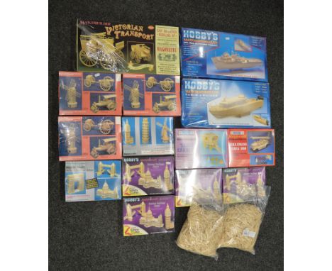 Fourteen matchstick model kits, by Hobby's Matchmodeller and similar. Together with two large bags of matches.